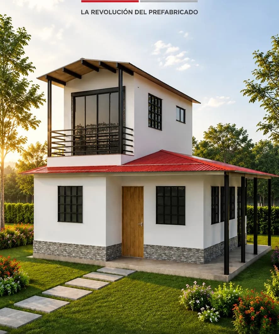Render de la casa Motoso de dos niveles