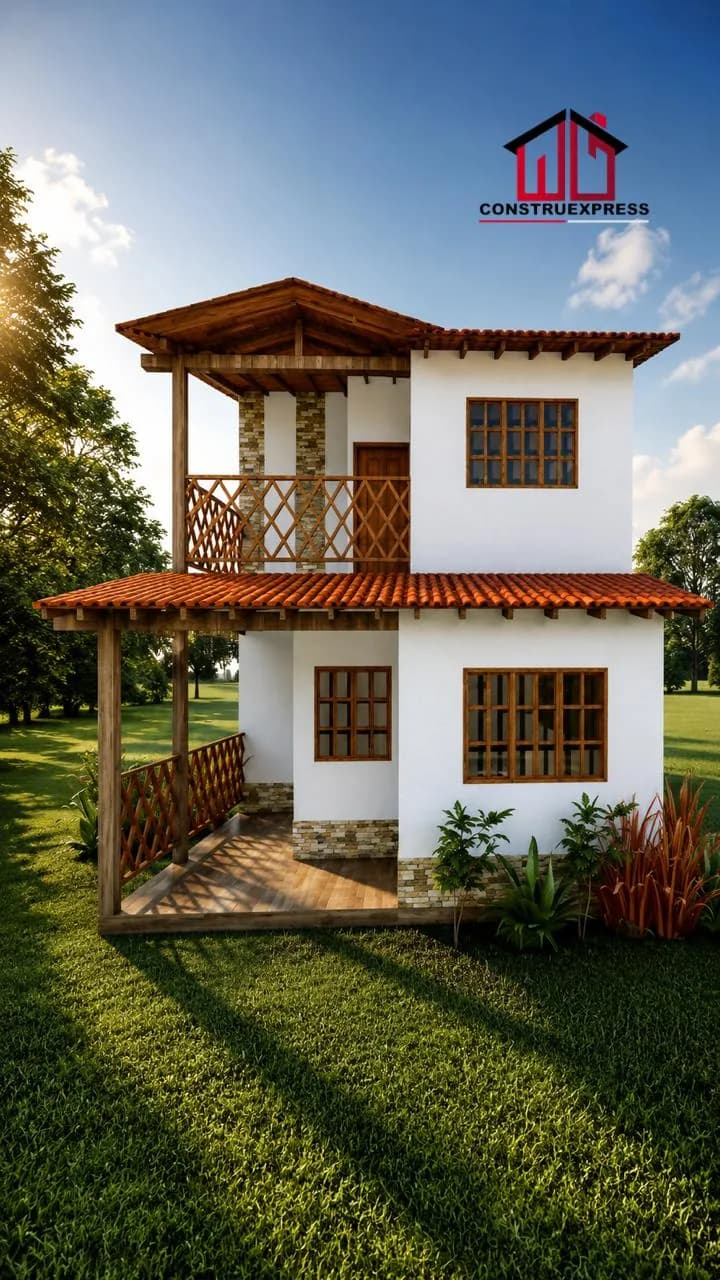 Detalle del balcón y el corredor en madera de la casa Siaga