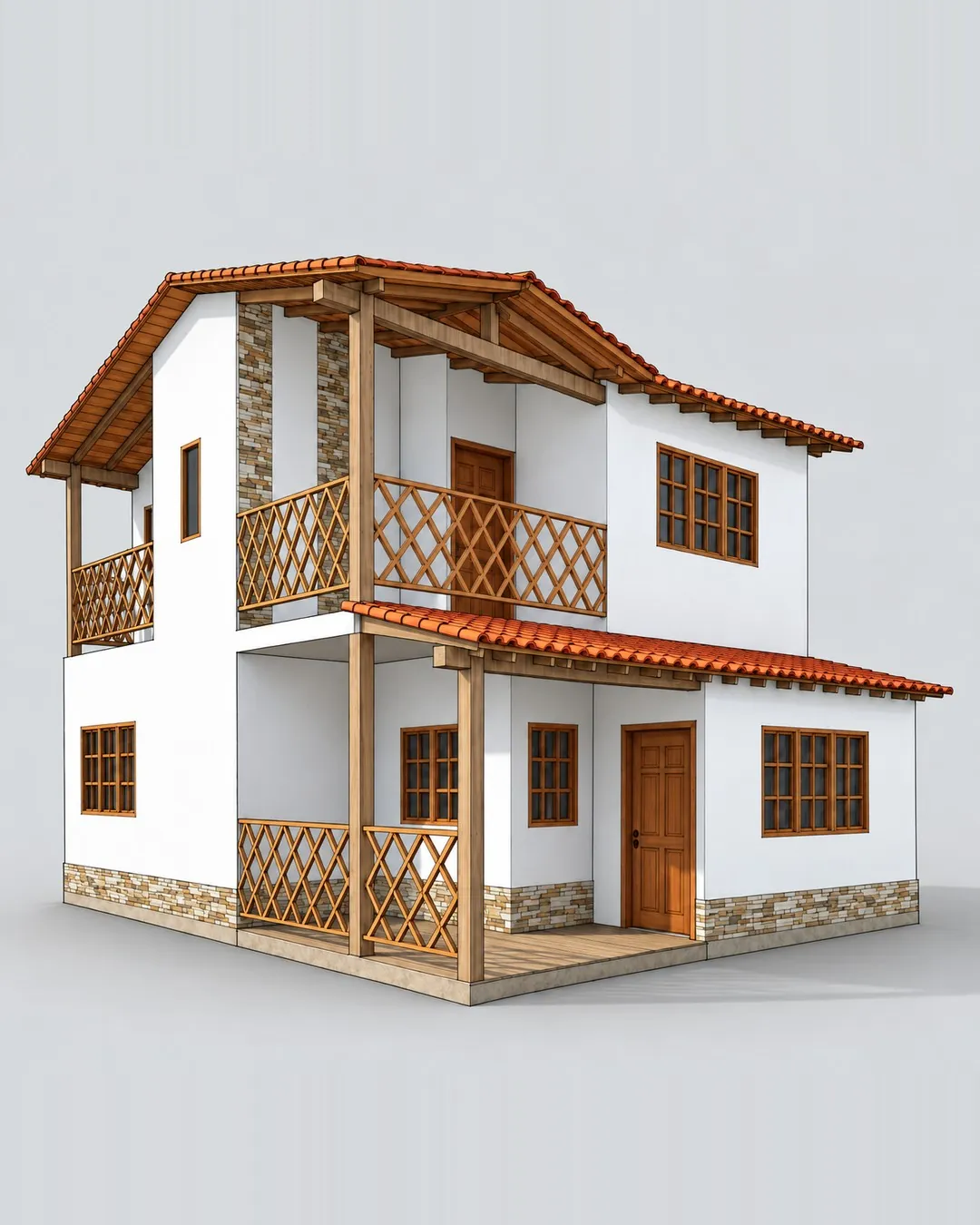 Render frontal de la casa Siaga en tres cuartos